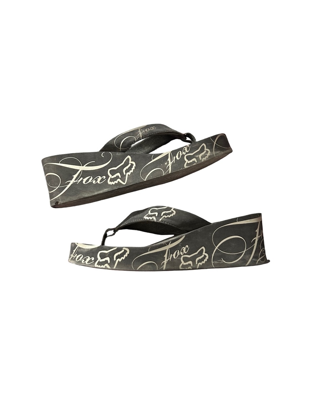 Y2k Vintage grunge goth rare 2000s Fox Racing Platform Wedge Sandals